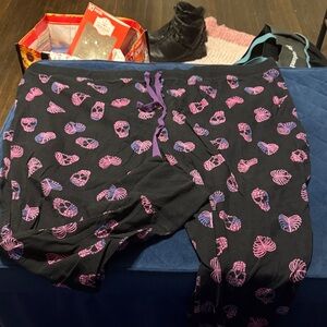 Black Pajamas with Pink and Purple Skull Print****FINAL MARKDOWN****